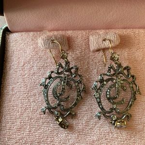 Juicy couture silvertone rhinestone earrings.nwot
